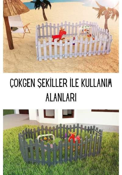 Dekoratif Plastik Bahçe ve Peyzaj Çiti 1 Adet Çit (Y: 50 CM / G: 55 CM) Toprak Ayaklı - Antrasit Gri