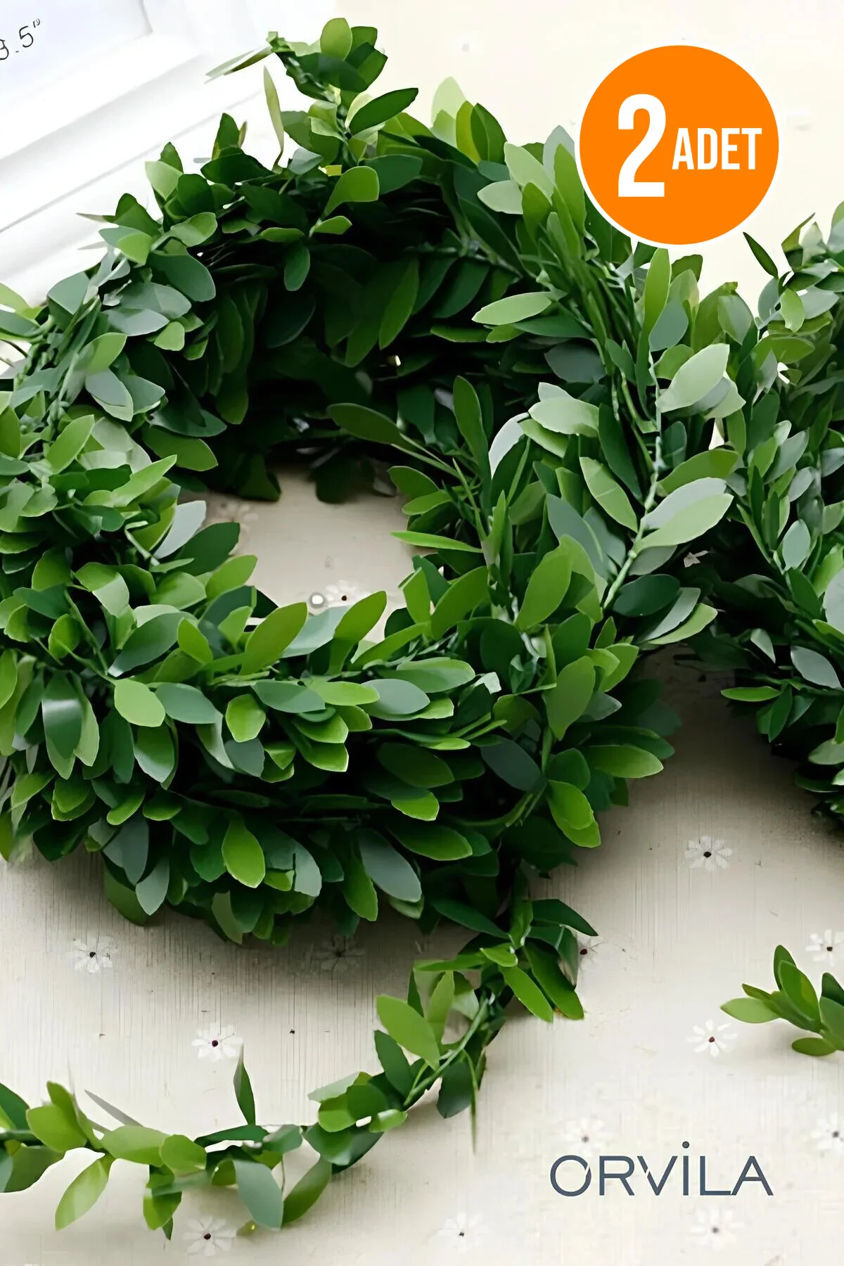 2 Adet - Telli Sarmaşık Yaprak Şerit Yapay Çiçek Sarmaşık Süsleme Çiçeği - 2x7 Metre 14 Metre Yeşil