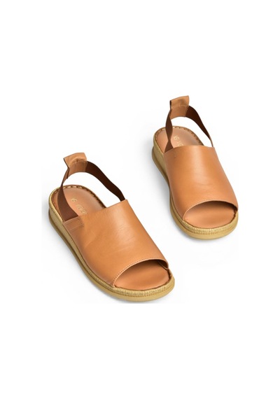 Fox Shoes Y555541303 Taba Hakiki Deri Alçak Tabanlı Kadın Sandalet
