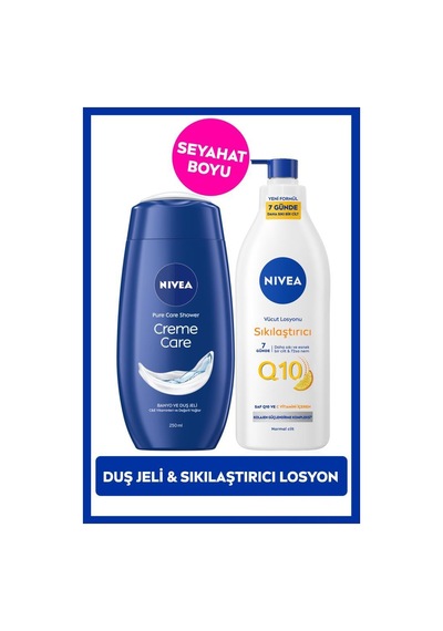NIVEA Creme Care Nemlendirici Duş Jeli 250 ML + Q10 Sıkılaştırıcı Vücut Bakım Losyonu 400 ML