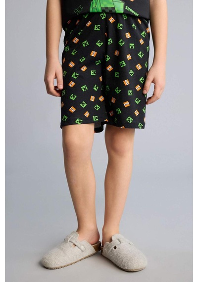 Defacto Minecraft Regular Fıt 2li Pijama Takımı Erkek Çocuk H0371a826smbk81 Siyah-bk81