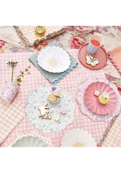 Meri Meri - Wild Daisy Plates - Yabani Papatya Tabaklar - 8'li
