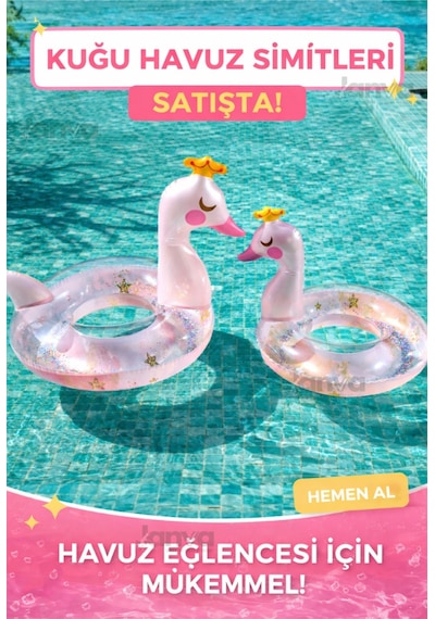 Havuz Deniz Yüzme Simiti Pembe Kuğu