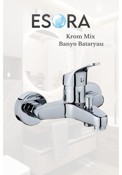 Modern Mix Krom Kaplama Banyo Duş Bataryası Musluğu Çeşmesi