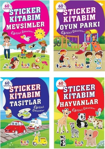 Stıcker Kitabım Seti 4 Kitap Oyun Parkı - Hayvanlar - Mevsimler - Taşıtlar