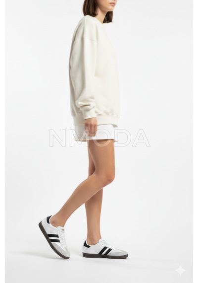 N Moda Unisex Siyah Beyaz Termo Taban Yanı Şeritli Bağcıklı Spor Ayakkabı Beyaz Siyah