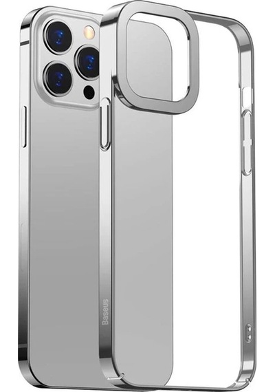 Baseus Glitter Apple iPhone Uyumlu 13 Pro Max 6.7inç Kılıf Renkli Kenar Şeffaf Silikon- 5775 Mavi