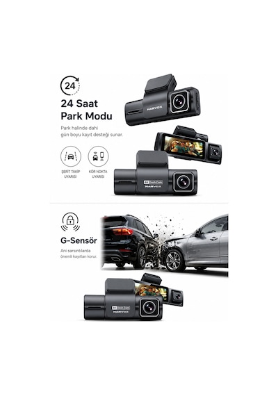 Bagajon 3 Kameralı Yapay Zekâ Destekli 4k Araç İçi Kamera Ön İç Arka Kamera Wifi Gps Adas 24 Saat Park Modu Gece Görüşlü