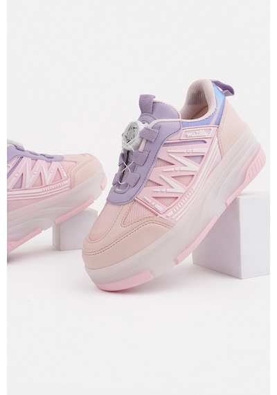 Muggo Sky Çocuk Işıklı Patenli Tekerlekli Sneaker Spor Ayakkabı Pudra