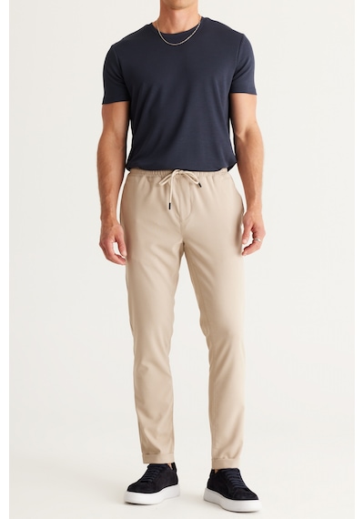 Ac&Co / Altınyıldız Classics Slim Fit Dar Kesim Beli Bağlamalı Yan Cepli Erkek Pantolon - Bej Ac&Co / Altınyıldız Classics Slim Fit Dar Kesim Beli Bağlamalı Yan Cepli Erkek Pantolon - Bej