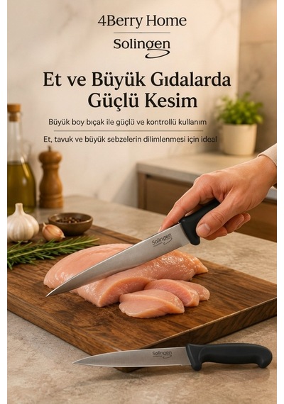 Solingen 2 Li Paslanmaz Çelik Mutfak Bıçağı Seti Et, Meyve Ve Sebze Bıçağı Siyah