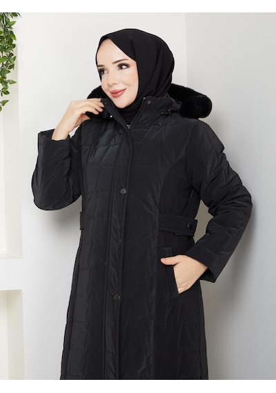 Eslemnur Nova Kumaş Şişme Mont 135cm Siyah