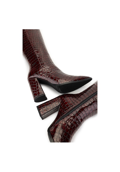Tamer Tanca Kadın Hakiki Deri Bordo Casual Çizme 33 409-1 Bn Czm Sk24-25 Bordo Kroko Bordo