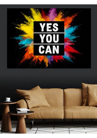 "yes You Can" Evet Yapabilirsin Motivasyon Yazısı Dekoratif Kanvas - Mdf Ahşap Tablo