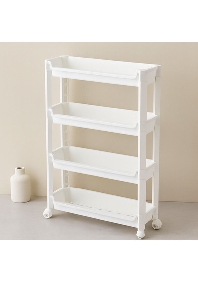 4 Katlı Tekerlekli Sepet Organizer Raf 465x145x670mm Çok Renkli