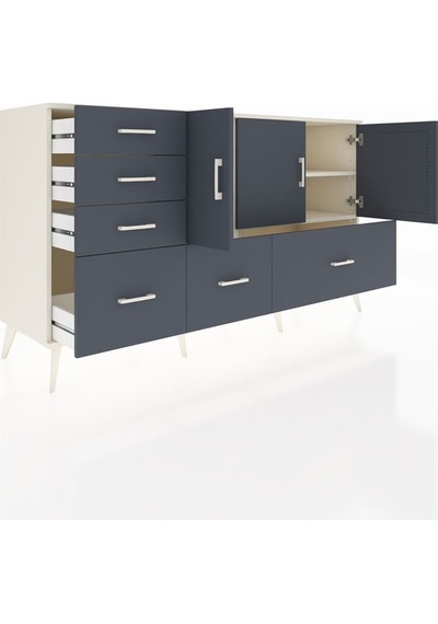 Kronos Konsol 4 Raflı 6 Çekmeceli 3 Kapaklı 176x59x99 Aytaşı-antr Aytaşı-antrasit