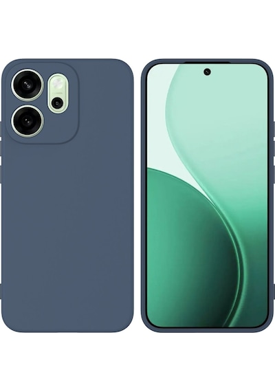Oppo Reno 14F Uyumlu Silikon Kılıf - Kamera Korumalı Esnek Pastel Renk Kapak - Lacivert