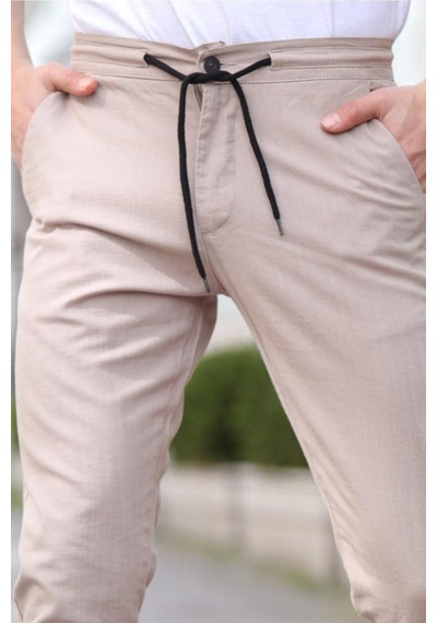Cool Tarz Vizon Erkek Eganis Ipli Jogger Düğmeli Kumaş Pantolon-jggrkmpnt01r0531 Vizon Vizon