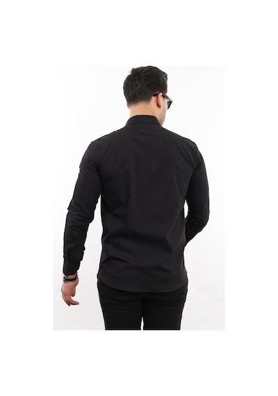 Tousus Slim Fit Uzun Kollu Kolay Ütü Nefes Alan Doku Kravatlık Dört Mevsim Siyah Erkek Gömlek Slm-5110-tss