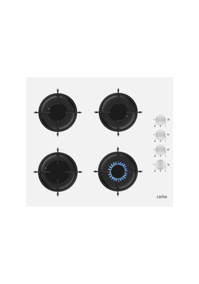 Carino 4 Fonksiyon Dijital Beyaz Power Turbo 2'li Cam Ocaklı Ankastre Set Fırın+Ocak