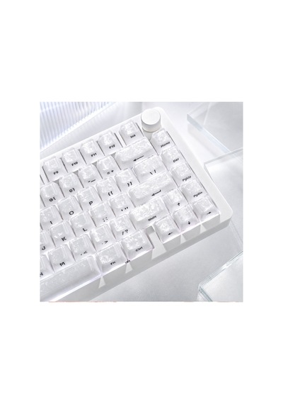 Leaven 128 Tuş Pbt Keycap Seti - Karbon Fiber Şeffaf Cherry Mx Uyumlu Rgb Klavye Tuşları - Şeffaf