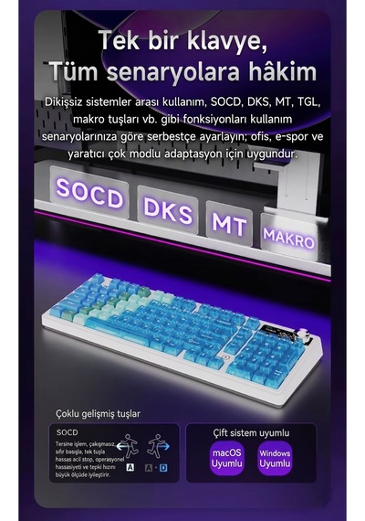 Ak980v2 Pro 8000 Hz Kablosuz Mekanik Oyun Klavyesi-tft Ekranlı-rapid Trigger