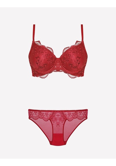 Ang Butik Kadın Nurteks 4385 Dantelli Sütyen Takımı Bordo