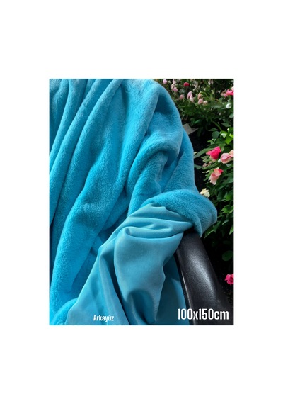 Toscana/tavşan , 800 Gr Ithal Mavi Peluş Kumaş 100x150cm Tekstil, Ev Tekstili Mavi Mavi