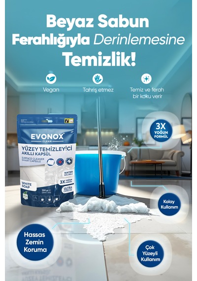 Clean Yüzey Temizleyici Akıllı Kapsül Beyaz Sabun Kokulu Tekli