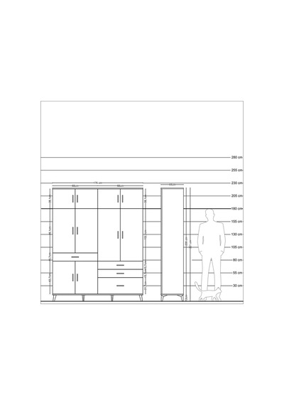 Hyperion Gardrop 5 Raflı 4 Çekmeceli 2 Askılı 176x44x221 Antrasit-antrasit Antrasit Hyperion Gardrop 5 Raflı 4 Çekmeceli 2 Askılı 176x44x221 Antrasit-antrasit Antrasit