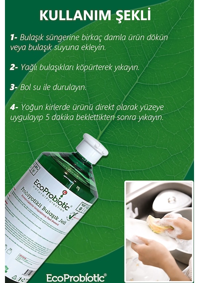 Probiyotikli Bulaşık Jeli 1 Lt. Temiz İçerikli, Çevre Dostu, Ağır Kimyasal İçermez