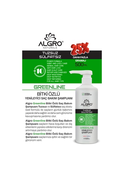 Algro Greenline Bitki Özlü Yenileyici Saç Bakım Şampuanı 500 ML