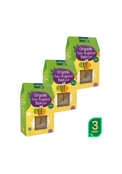Wefood Kids Organik Tam Buğdaylı Bisküvi 55 Gr 3'lü