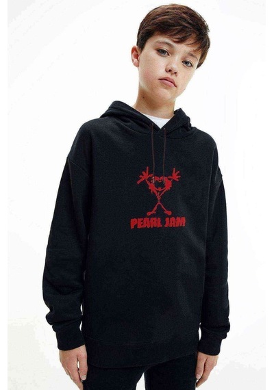 Tshirthane Pearl Jam Baskılı Unisex Çocuk Kapüşonlu Siyah Sweatshirt (534658036) Siyah