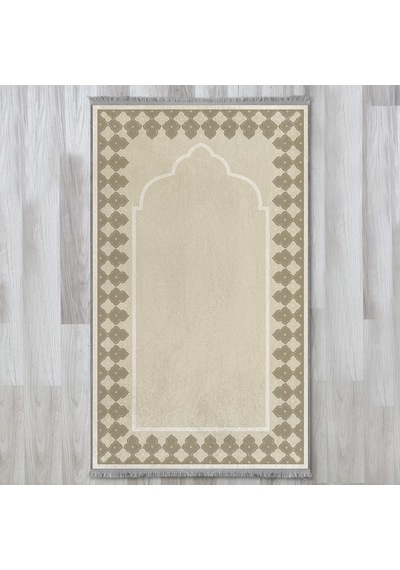 Evaşk Namazlık Dokuma Halı Kaymaz Muslumana Seccade80 x 130 Bej EVASK802B80