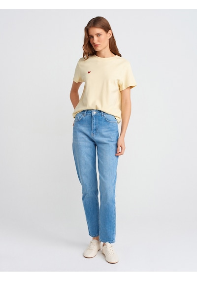 Dilvin 71786 Slim Denim Mom Pantolon-açık Mavi Açık Mavi