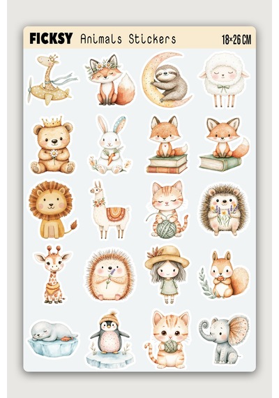 Sevimli Hayvanlar Sticker Seti - 75 Adet Etiket Çıkartma Diğer