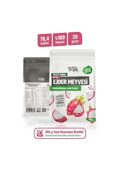 Dondurularak Kurutulmuş Beyaz Ejder Meyvesi 20 G Freeze Dried Meyve Cipsi Meyve Kurusu 6 Adet