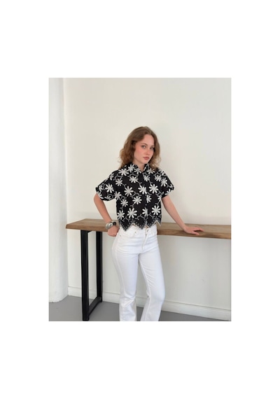 Verymoda Nakışlı Gömlek D2858 SİYAH