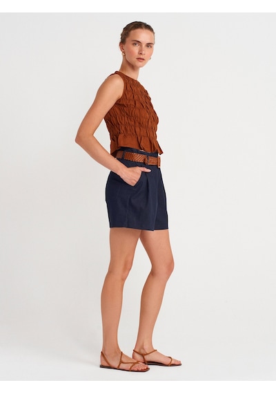 Dilvin 50845 Kolsuz Crop Bluz-kahve Kahve