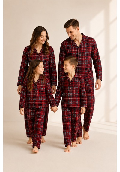 Free Beka Ekose Desenli Kırmızı Uzun Kollu Önden Düğmeli Gömlek Yaka Aile Pijama Takımı Kombini Free Beka Ekose Desenli Kırmızı Uzun Kollu Önden Düğmeli Gömlek Yaka Aile Pijama Takımı Kombini