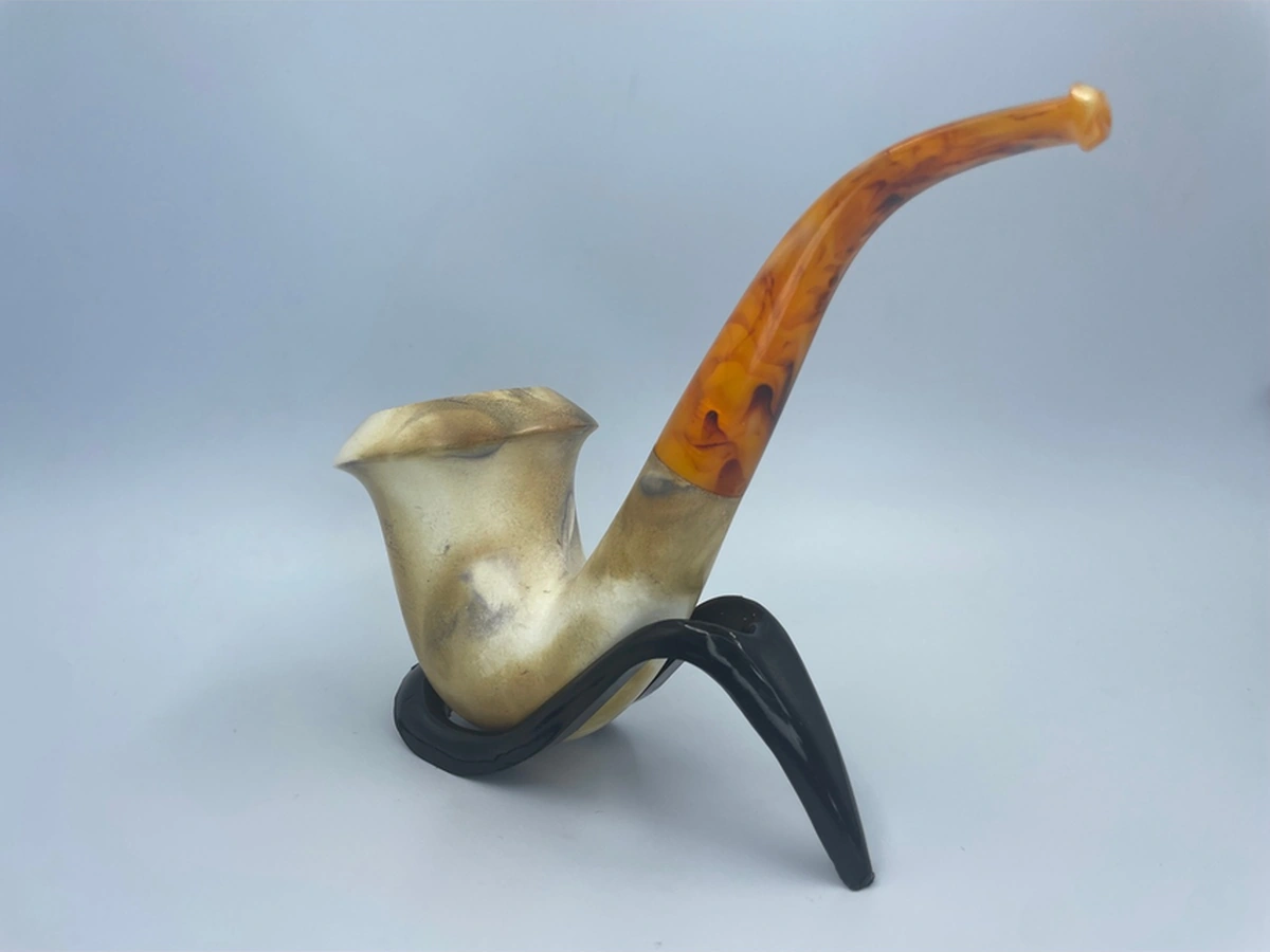 Amber Serenity Lületaşı Pipo El Yapımı, Kehribar Ağızlık, Koleksiyonluk, Doğal Taş, Filtreli
