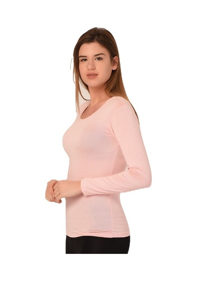 Disentis Yuvarlak Yaka Uzun Kollu Viskon Somon Body