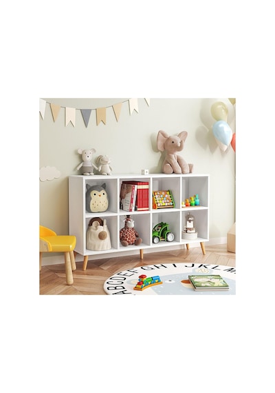 Mdf Bambino Kitaplık Ahşap Ayaklı Beyaz