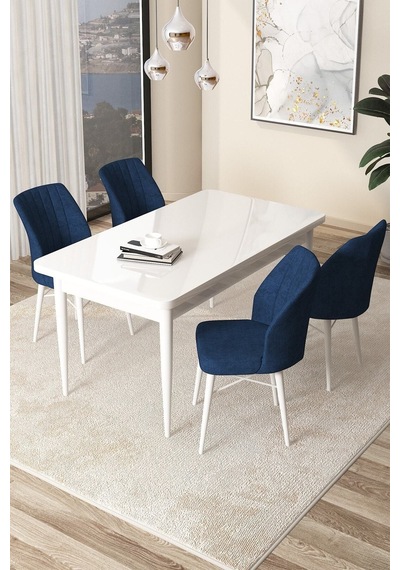 Canisa Concept Arp Serisi 70x110 Sabit Mutfak Masası Takımı Beyaz Masa 4 Lacivert Sandalye Masa Beyaz/ Sandalyeler Lacivert Canisa Concept Arp Serisi 70x110 Sabit Mutfak Masası Takımı Beyaz Masa 4 Lacivert Sandalye Masa Beyaz/ Sandalyeler Lacivert