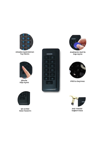 Sr-206 Em-w Ip68 Su Geçirmez Kartlı Ve Şifreli Geçiş Sistemi Proximity Rfıd Kart Okuyucu 125 Khz 1 Adet