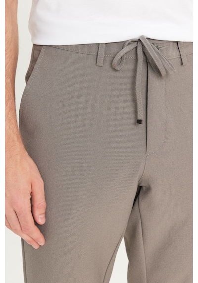 AC&Co / Altınyıldız Classics Erkek Antrasıt Slim Fit Dar Kesim Beli Bağlamalı Çizgili Yan Cepli Casual Jogger Pantolon Antrasit