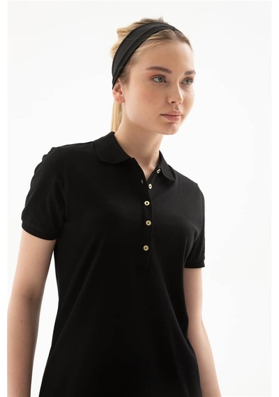 Fashion Friends Polo Yaka Siyah Kadın Elbise 26y0499k1