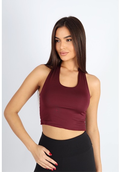 Soft&Basic Boyundan Bağlamalı Bordo Bluz Bordo