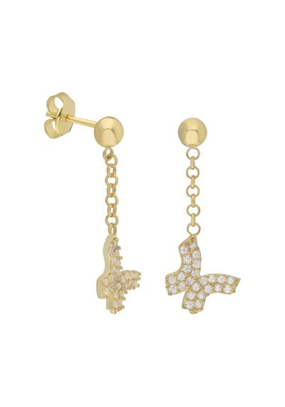 Sallantılı Kelebek Küpe 717088 Gold Gümüş